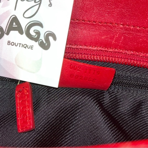 Gucci: Jacquard Monogram GG Red Leather Trimmed Tote Bag - Picture 17 of 17